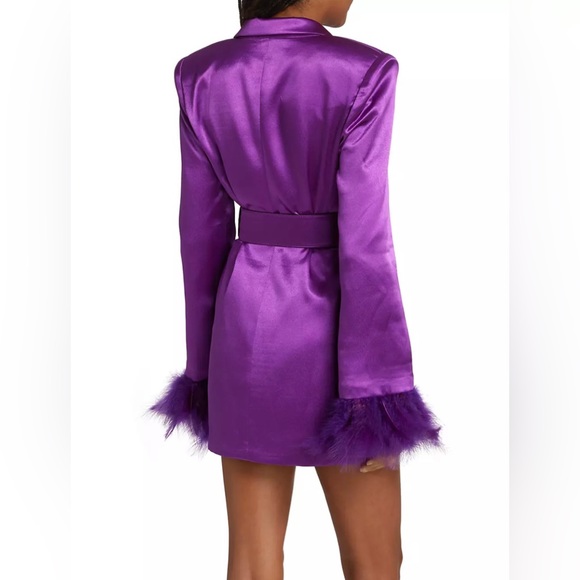 Bronx And Banco Feather Cuffed Purple Blazer Dress - Picture 4 of 16